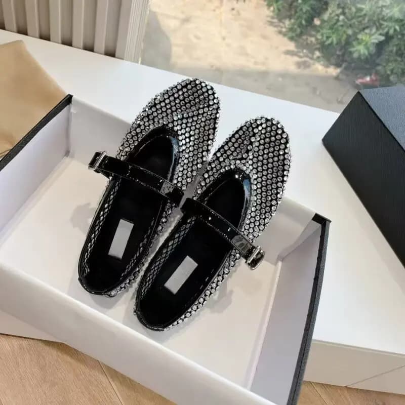 Sandali piatti da donna Mary Jane con rete a rombi traforata traspirante, stile balletto, di marca di design, originali, alla francese