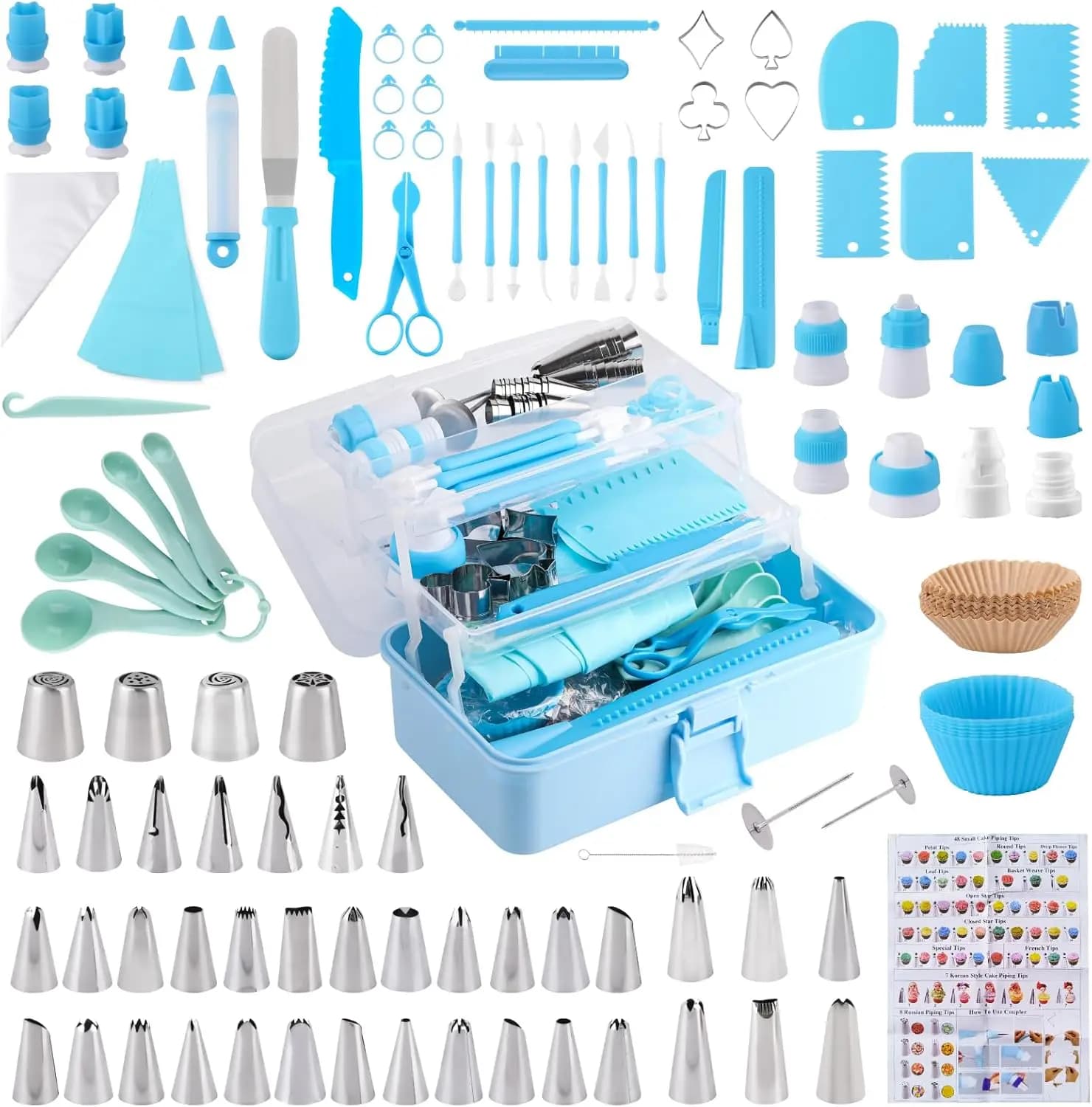 Kit per Decorazione Torte: Set di 208 Pezzi di Accessori per Pasticceria, Include Sacchetti e Set di Beccucci per Decorazione, Set di Beccucci per Pasticceria