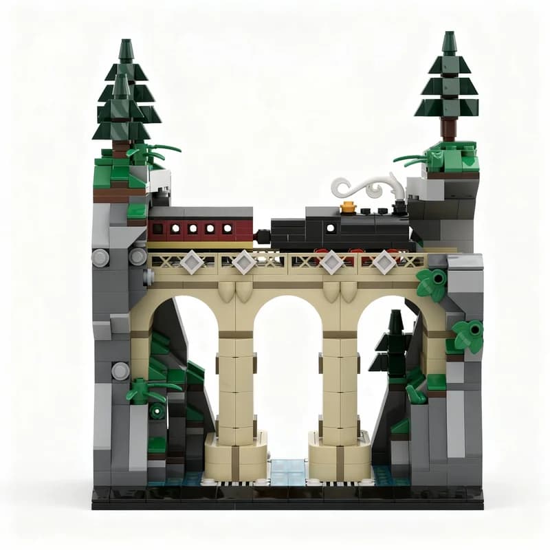 Set di Costruzioni MOC da 786 Pezzi, Diorama del Ponte, Blocchi per Modellismo, Giocattolo Creativo, Regalo di Natale, Idea Fai-da-Te