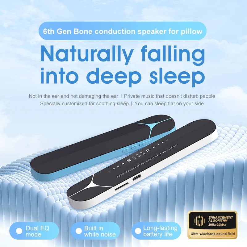 Under Pillow Speaker for Sleeping Relax,Bone Conduction Wireless Bluetooth Audio Player, White Noise Machine,TF Card Supported