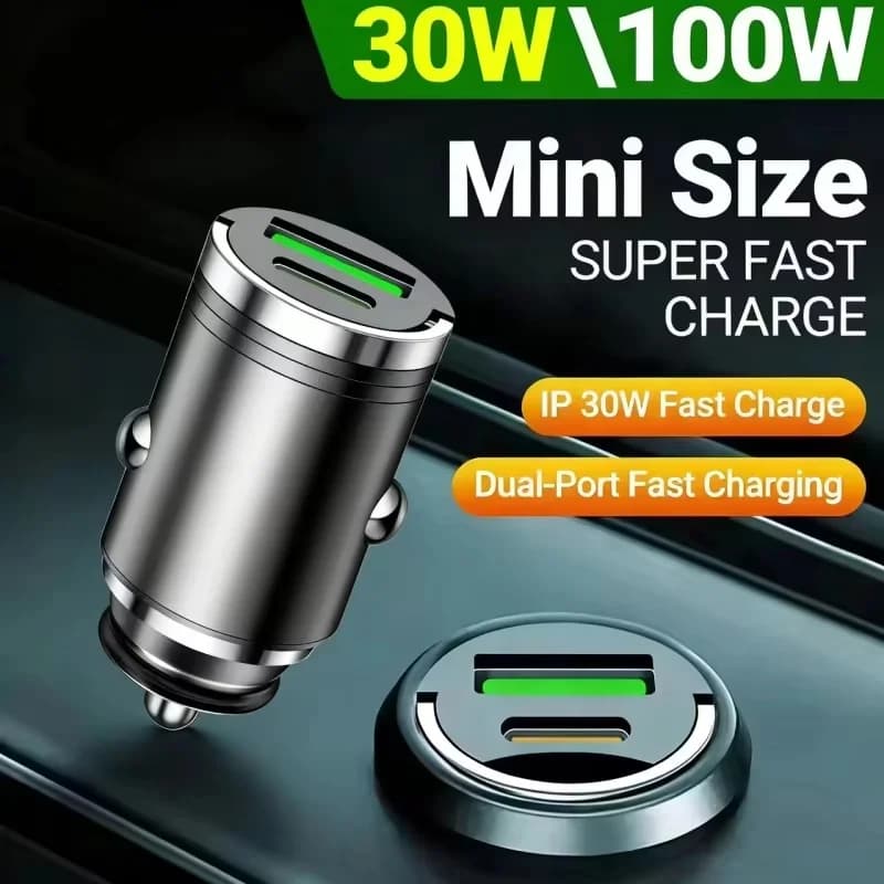 USB Car Charger 100W PD Quick Charging for iPhone QC3.0 USB Type C Adapter for Samsung Huawei Xiaomi