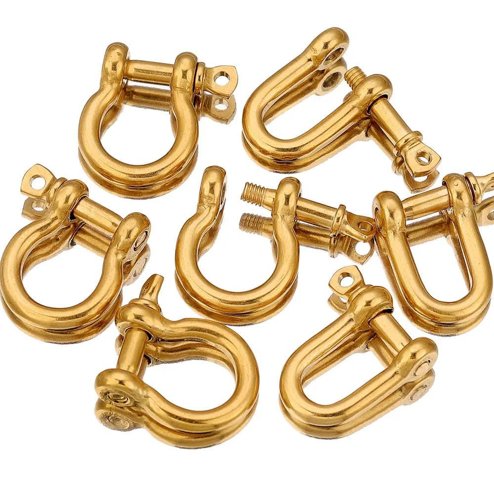 2 Pieces Stainless Steel Clamps Golden U Shaped Screw Grills Hook Closure Parts Connectors Handbags Necklace for DIY Jewelry Creation Supply