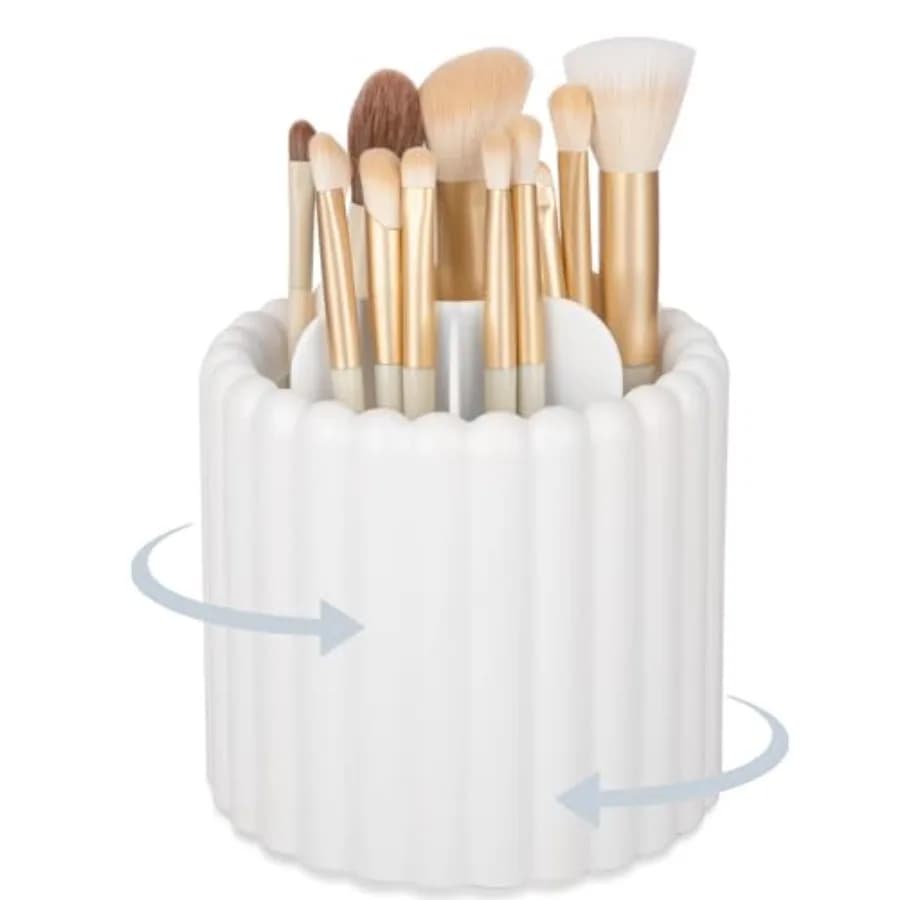 360 Rotating Makeup Brush Holder 7 Slots Make Up Brush Organizer Removable Spinning Cosmetic Brushes Storage Pen Holder for Van