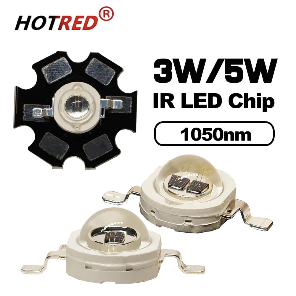 1-10 pz LED IR 3W 5W 1050nm Chip Infrarossi ad Alta Potenza 1.2-1.8V 700mA 1400mA Diodo Luminoso Laser per Visione Notturna Telecamera CCTV