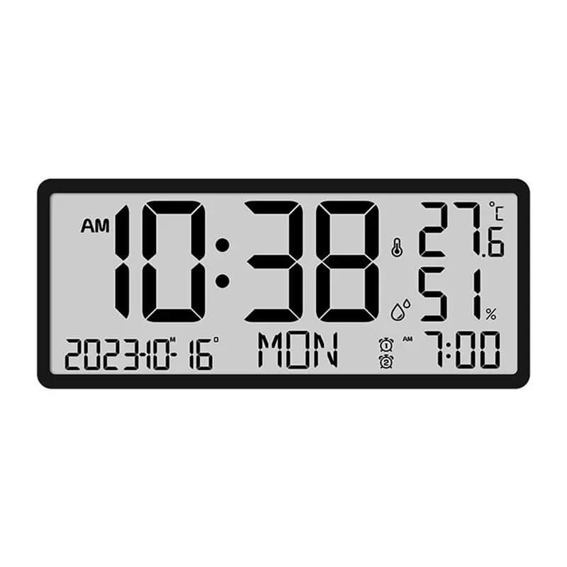 AEE6-LCD Digital Alarm Clock with Temperature Sensor, Fitted on Desk and Wall, Manual and Automatic Display Adjustment