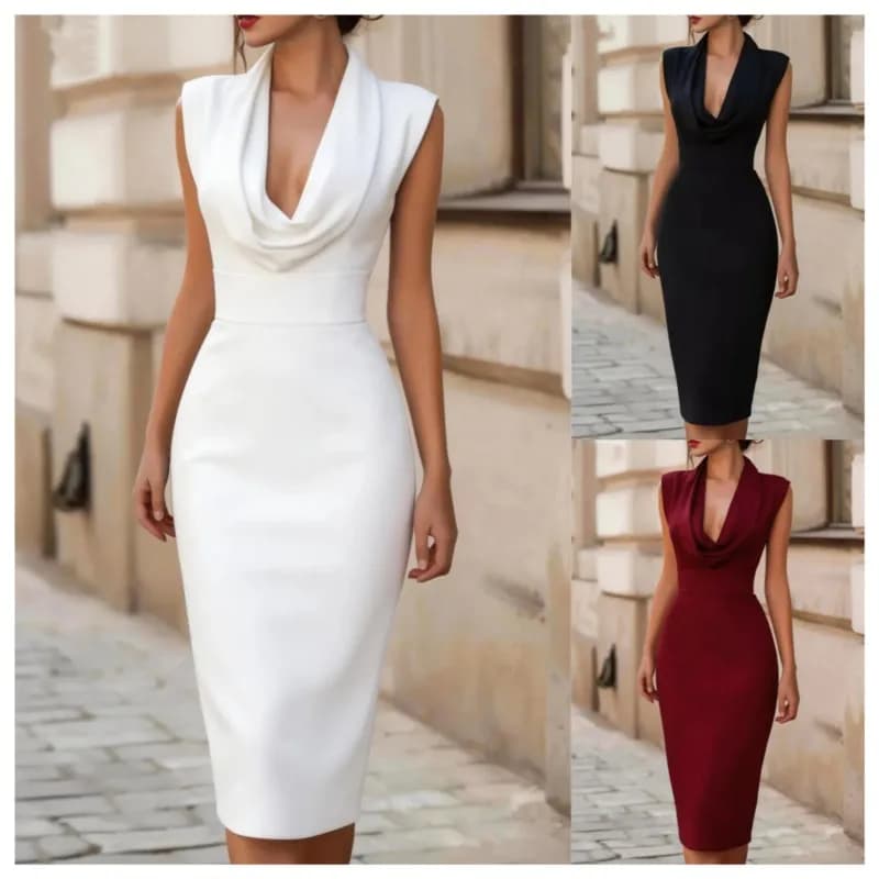 Abito da donna sexy alla moda 2026, nuovo modello primaverile con scollo ampio, senza maniche, vita sottile, gonna a tubino per donna, vestito estivo da ballo