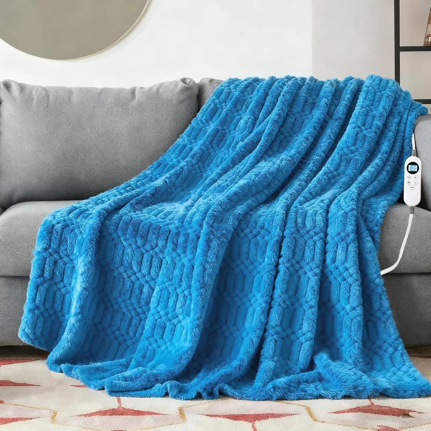 Coperta Elettrica in Flanella, 50x60 Pollici, 12 Livelli di Calore e Spegnimento Automatico, Lavabile in Lavatrice