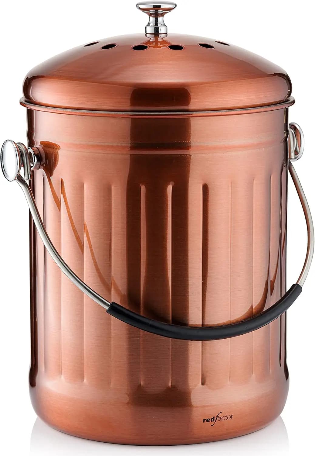 Contenitore per Compost da Cucina in Acciaio Inox Premium con Doppio Filtro, 1,3 Galloni in Rame Opaco