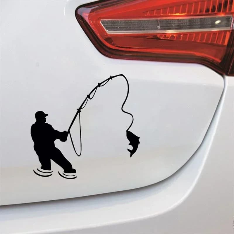 Funny Fishing Carp Fish Rod Stickers Waterproof PVC Decals For Car Motorcycle Outdoor Decor Scratch Cover Accessories