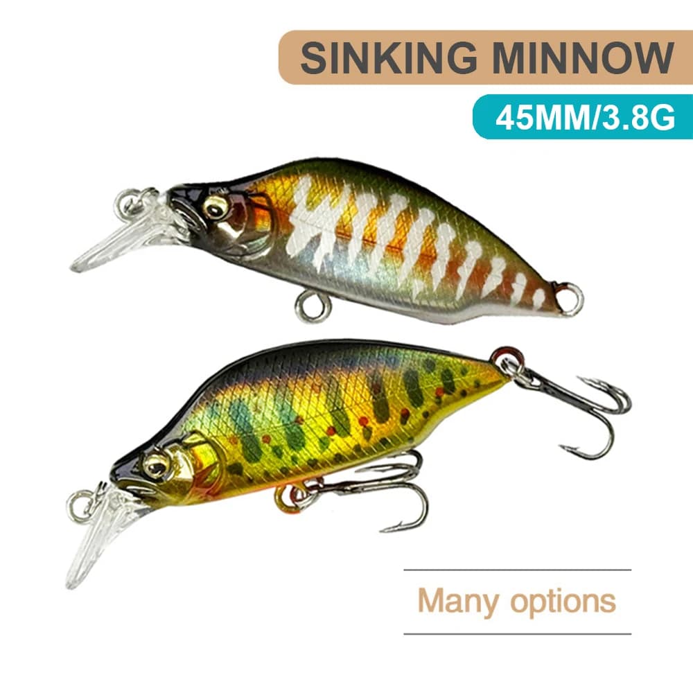 4.5 centimetri 3.8g Esche Da Pesca Affondamento Micro Minnow Wobbler Artificiale Esca Dura Jerkbait Accessori Per la Pesca Stream Trota Spigola MN611