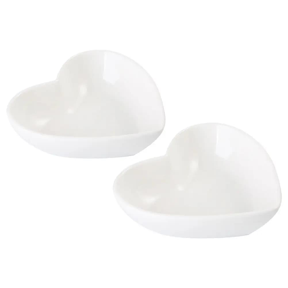 Set of 2 Heart Shape Ceramic Bowls, Safe Containers for Salad, Noodle and Fruit, Stylish for Lunch and Cooking Room