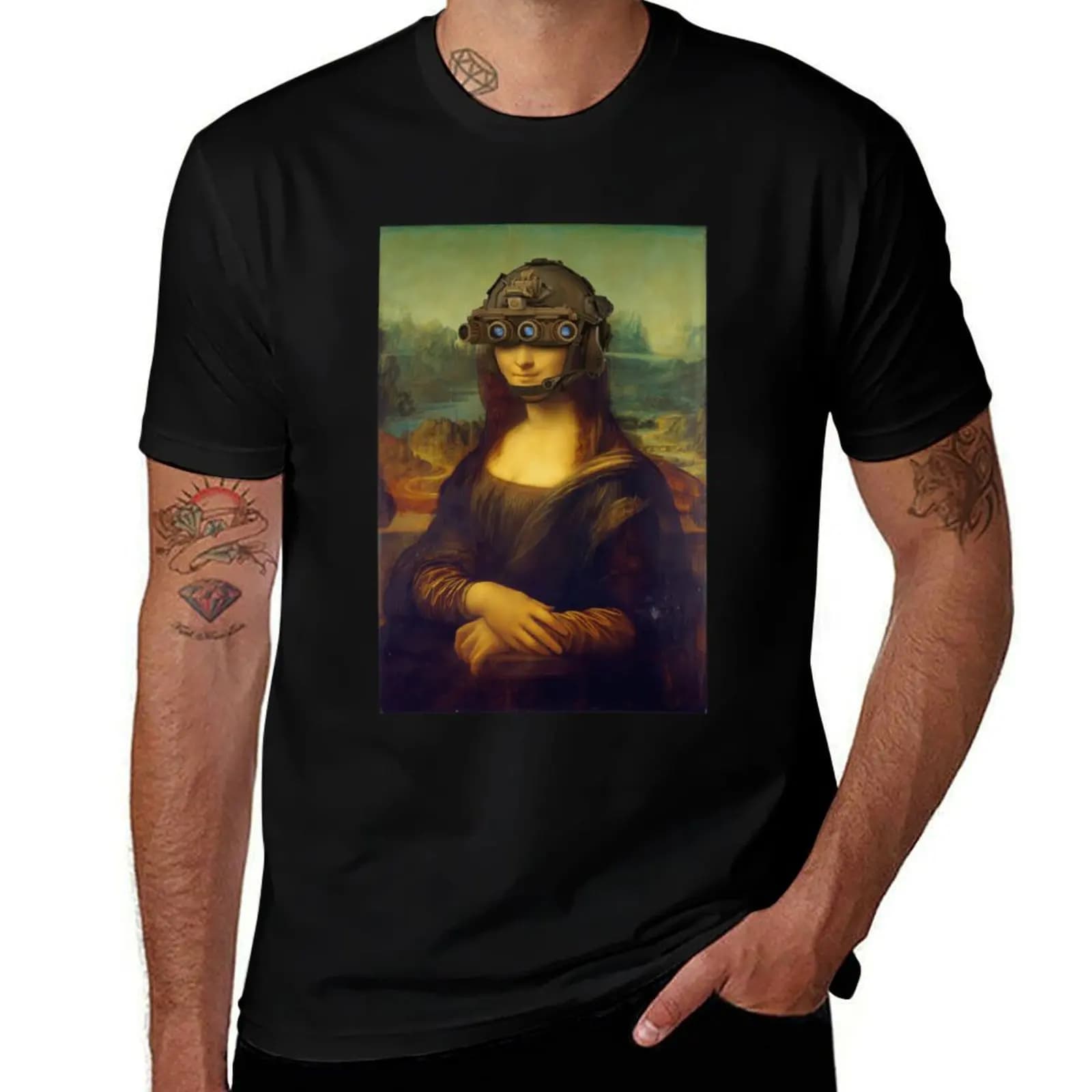 T-shirt con adesivo Mona Lisa GPNVG Tactical Devgru, maglietta a maniche corte per prestazioni da corsa