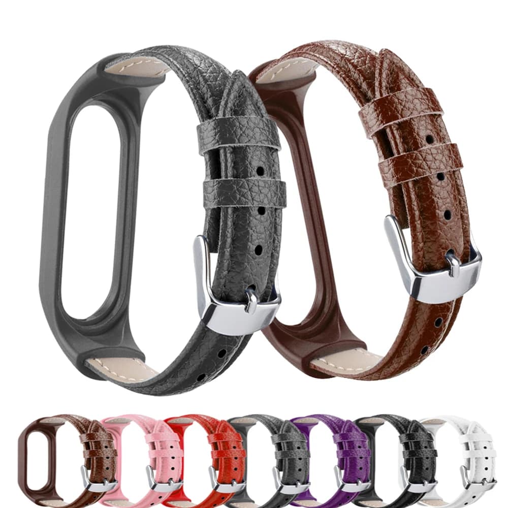 Cinturino in pelle per Xiaomi Mi Band 7 6 5 4 3 cinturino con fibbia in metallo pulseira Smart watch accessori braccialetto correa per Miband 7