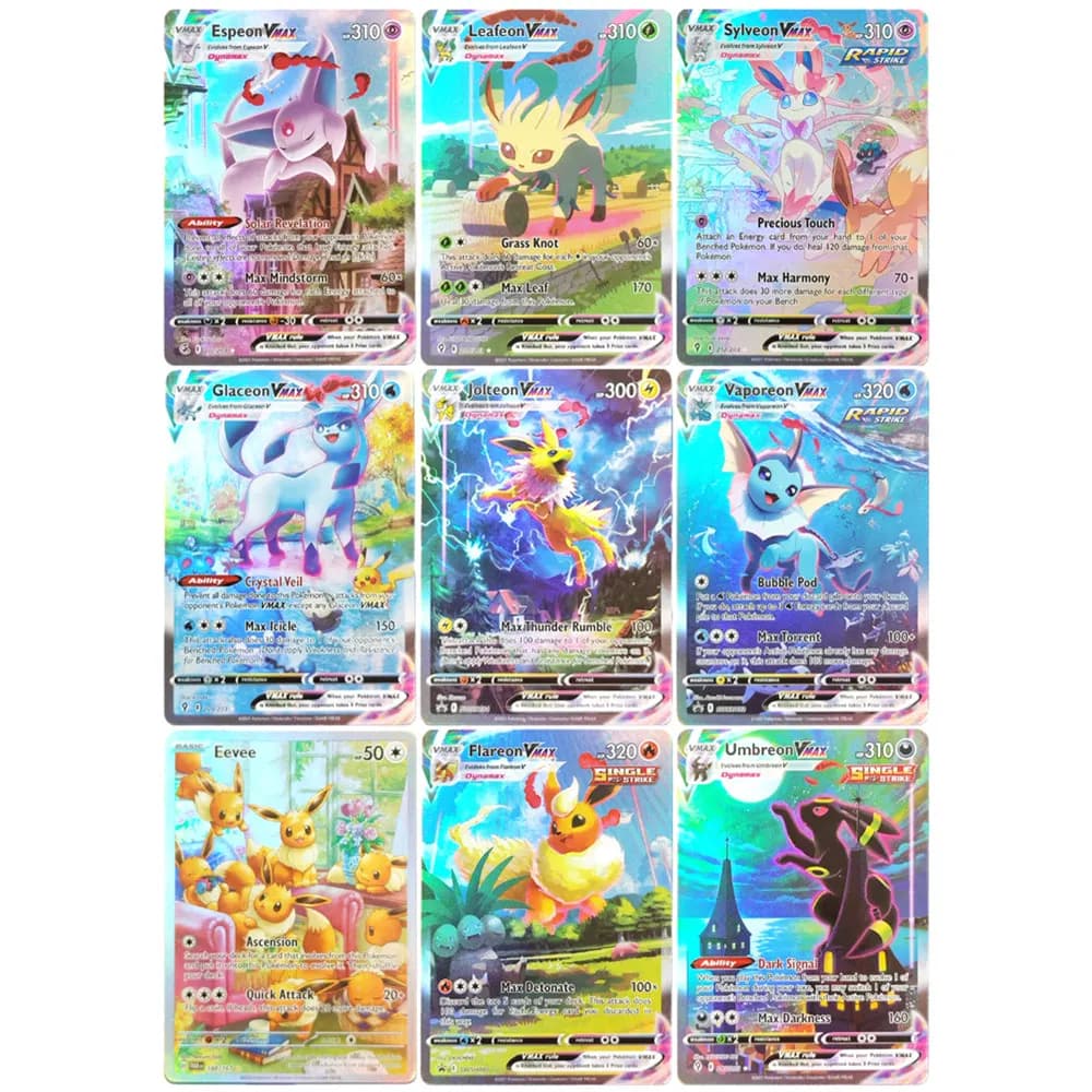 Proxy Pokemon Card Espeon Leafeon Sylveon Glaceon Vaporeon Jolteon Flareon Umbreon EEVEE Vmax English PTCG Game Collection Card