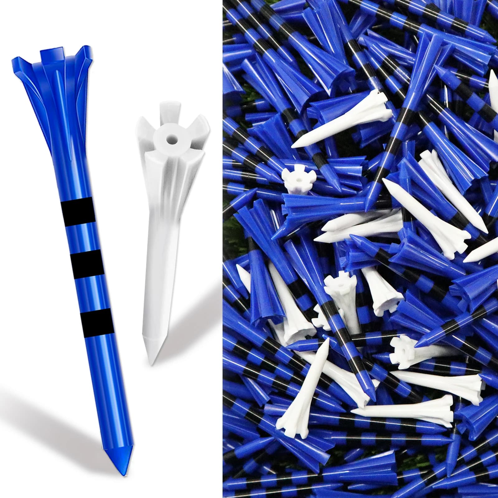 Tees da golf in plastica da 60 3 1/4" o 2 3/4" Tees da driver con confezione assortita di tee in ferro da 40 1 1/2", altezza consistente lunga
