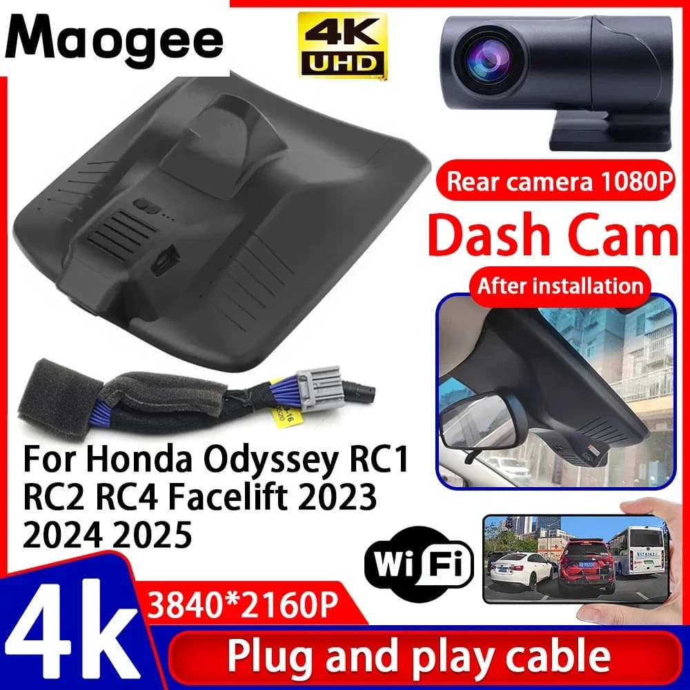 Video recorder with Night Vision 4K UHD Plug and Play, Dash Cam for Auto Honda Odyssey RC1 RC2 RC4 Facelift 2023 2024 2025