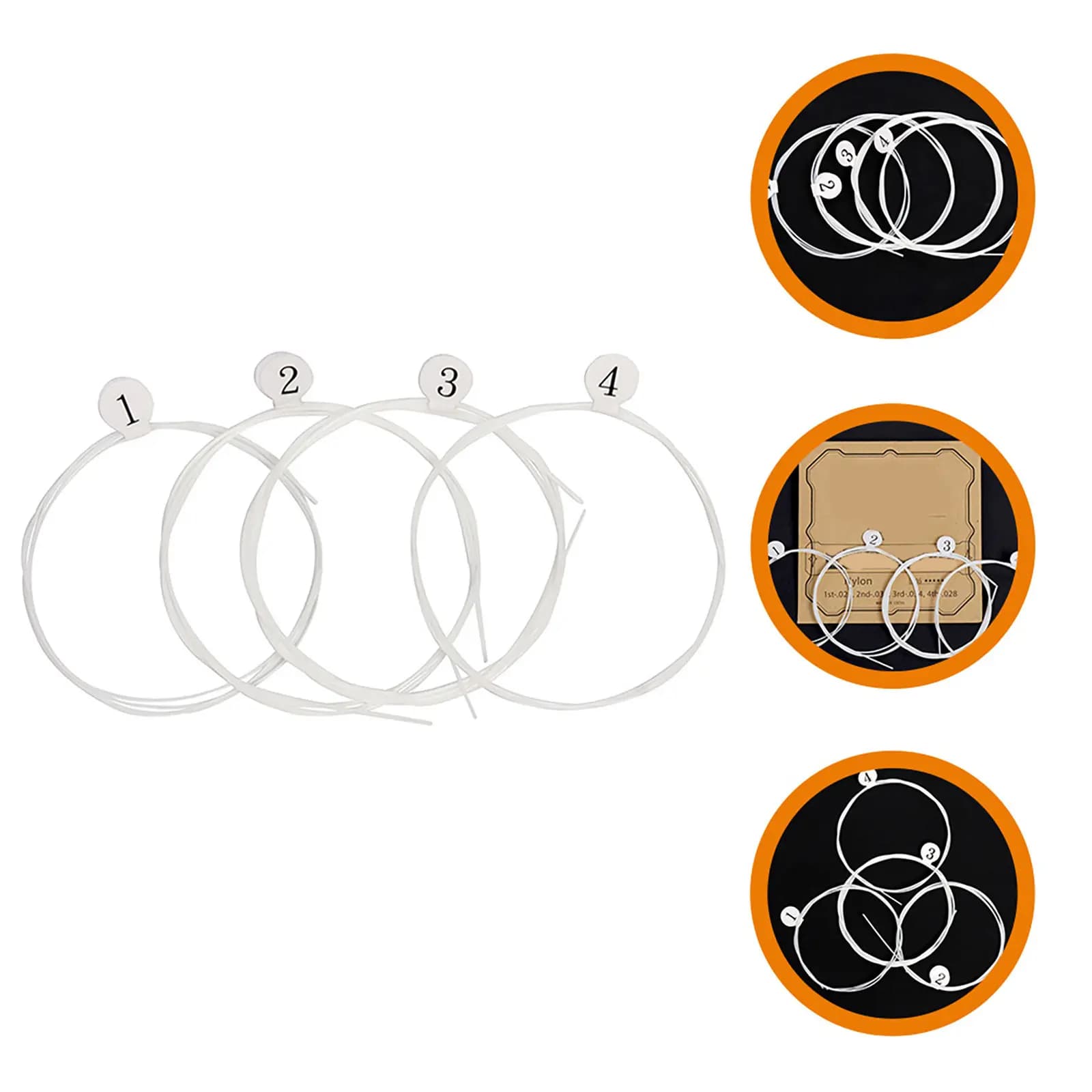 Set di corde per ukulele in nylon da 4 pezzi, robuste, di lunga durata, dal suono potente, dal tono dolce e pulito, per la sostituzione di tutti i tipi di ukulele