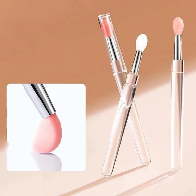 Set di 3 Pennelli Labbra Mini Portatili in Silicone con Cappuccio, Applicatori Riutilizzabili con Manico Trasparente per Rossetto e Lucidalabbra, Strumento di Trucco Carino