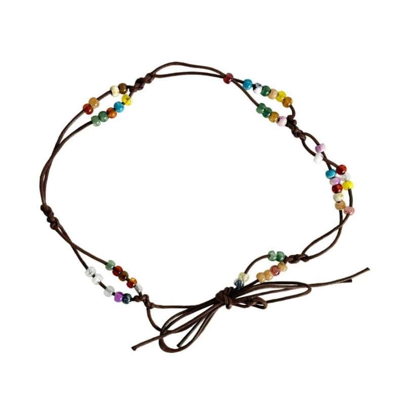49MC Decorative Waist Chain Belt, Brown Braided PU Tie Design With Adjustable 133 Length for Layered Dress Looks and Vacation