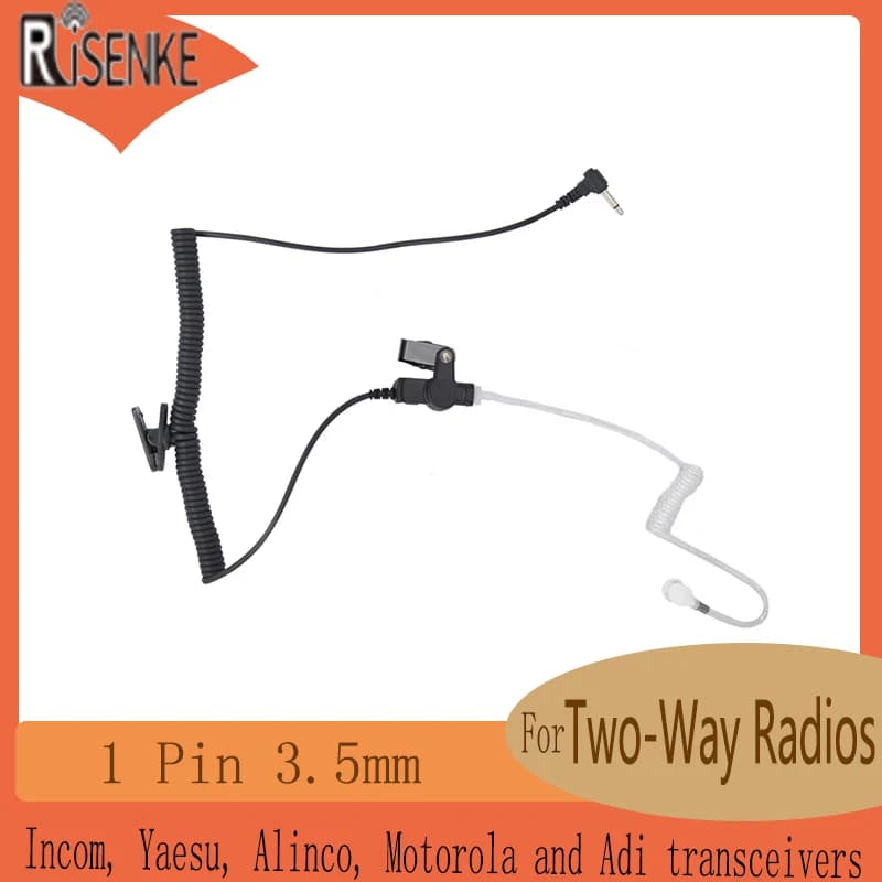 RISENKE-Auricolare per walkie-talkie con tubo acustico, ricevitore da 3,5mm, solo sorveglianza, compatibile con ricetrasmettitore radio bidirezionale