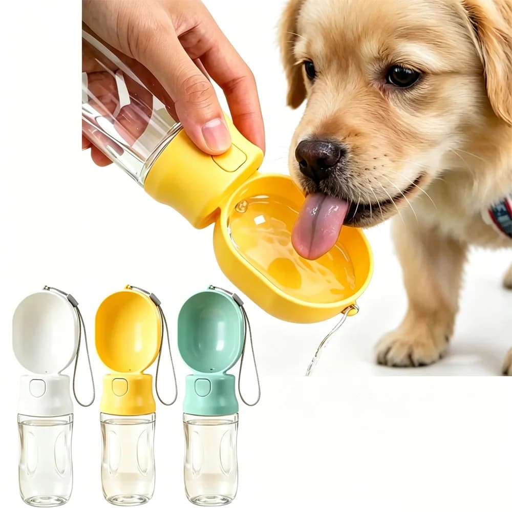 Bottiglia d'Acqua da Viaggio 2-in-1 per Animali Domestici, Ciotola Portatile Antigoccia per Cani e Gatti