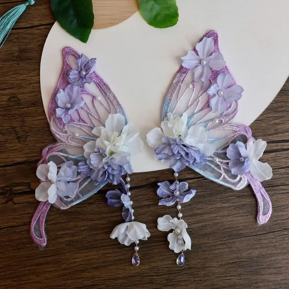 2pcs/set Sweet Ancient Style Fairy Tale Butterfly Hairclips Elegant Extra Large Hair Clip Styling Side Clip for Women Girls