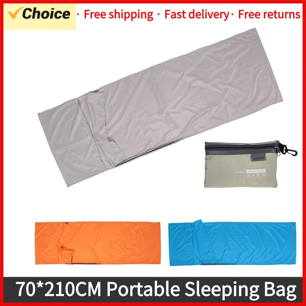 TOMSHOO 70*210 CM Portable fur bag Outdoor trip Campsite Hiking Polyester Pongee Satin with healthy fur Lining with pillowcase