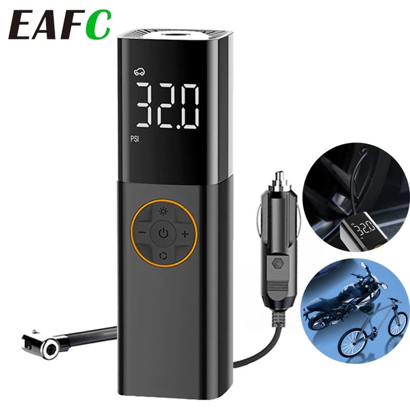 EAFC 12V Compressore d'aria per auto cablato 150PSI Pompa d'aria per pneumatici per auto digitale intelligente adatta per pompa d'aria per pneumatici per bici da moto per auto