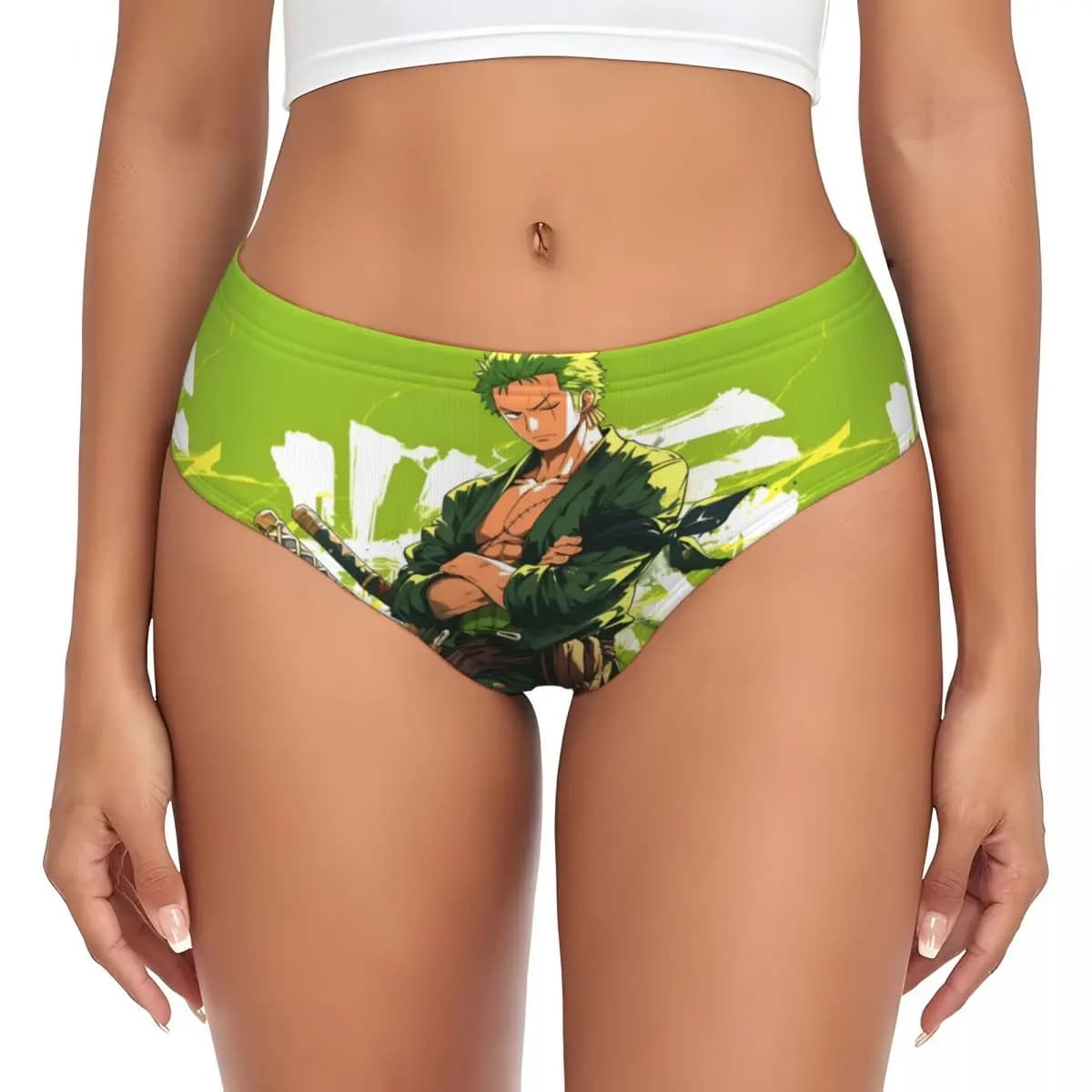 Slip da Donna Personalizzati One Piece Zoro, Mutande Traspiranti Elasticizzate con Stampa Cartoon