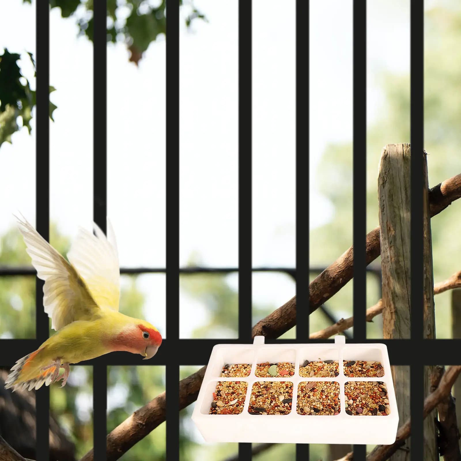 2 Pezzi Ciotola Mangiatoia per Uccelli da Interno per Piccoli Animali Domestici, Dispenser Cibo in Plastica per Gabbia, Contenitore per Alimentazione Pappagalli e Parrocchetti, Facile da Pulire, Anti-Rovesciamento