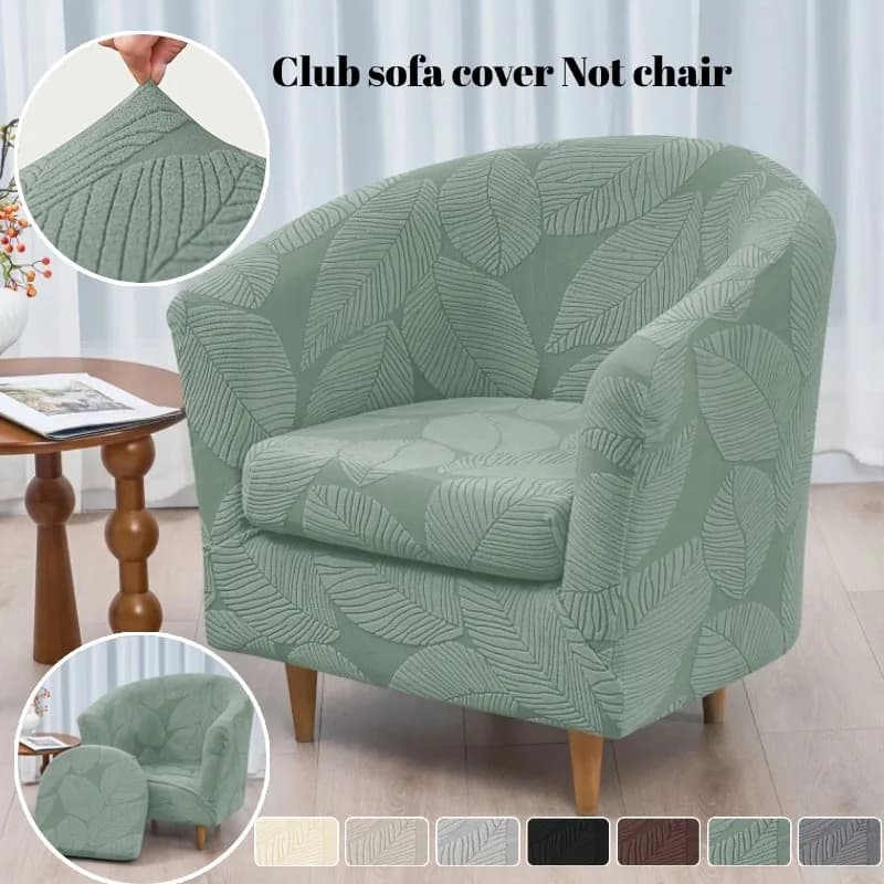 Set Copridivano Jacquard con Motivo a Foglie, Copricuscino e Copripoltrona, Copertura Completa per Divano Singolo da Soggiorno