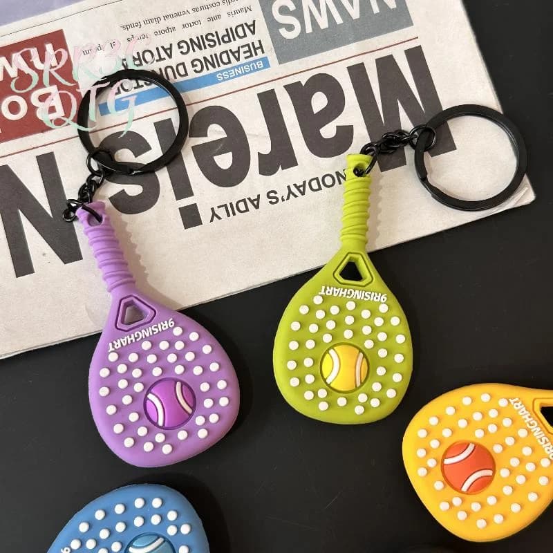 New Sale Tennis Keychain Creative PVC Soft Rubber Sports Key Chain Cute Tennis Racket Ball Keyring Bag Pendant Decoration Gifts