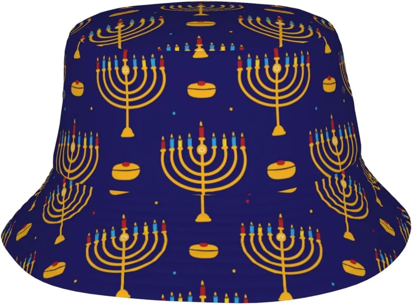 Cappello Hanukkah Lampade blu lucide Cappelli a secchiello Cappello da sole da spiaggia Cappellini da pescatore a tesa larga per donna Uomo