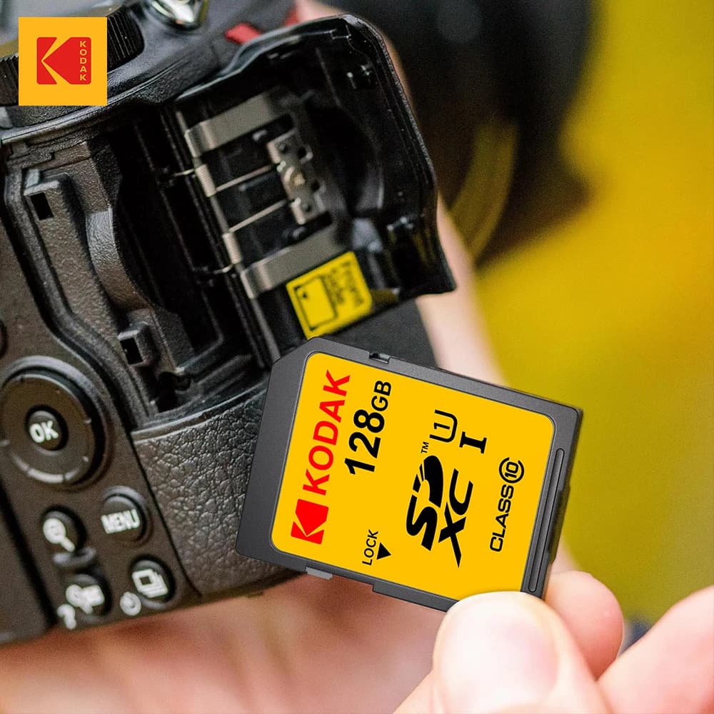 KODAK 100% originale 64GB 128GB Schede di memoria SD Class10 256GB U1 HD Scheda SD Scheda di memoria SDXC V30 Schede di memoria per la fotocamera