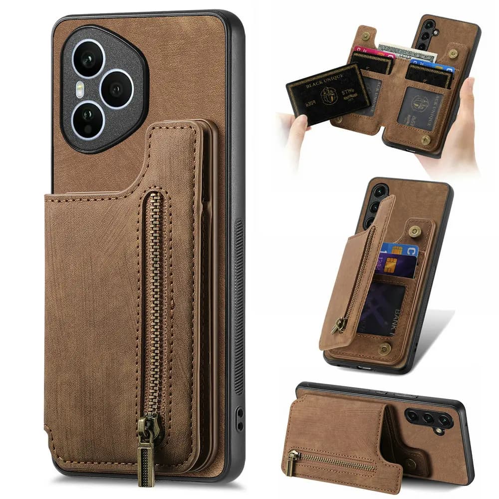 Custodia di Lusso Honor 600 Pro 400 5G con Cerniera e Porta Carte, Cover Posteriore in Pelle Magnetica per Honor 400 Smart Case Honor400 600 Lite Funda