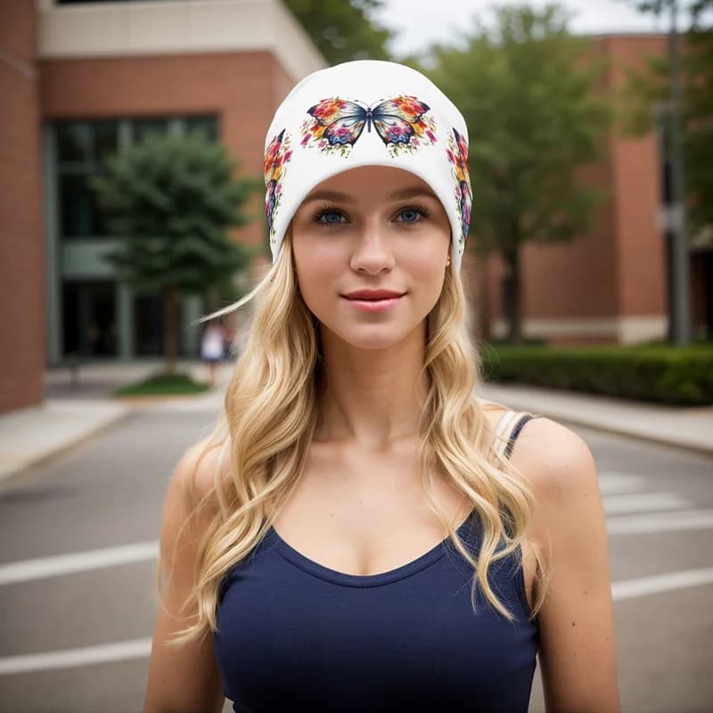 Berretto Slouchy con Stampa a Farfalla per Donne in Postpartum, Cappello Estivo Sottile in Poliestere, Stile Coreano Streetwear, Berretto Casual per Uomo