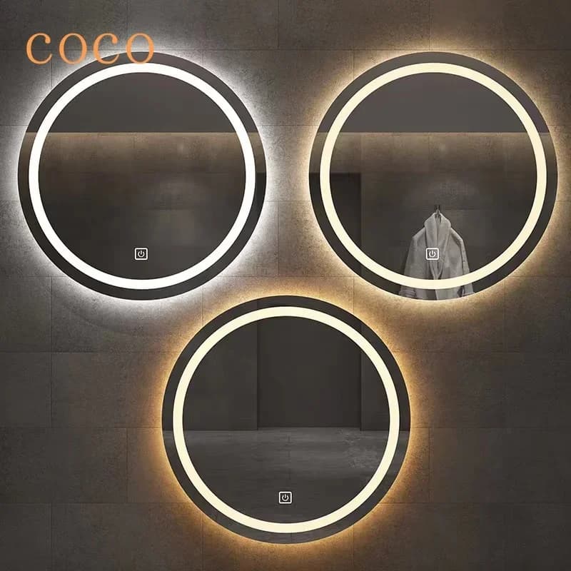 Specchio per il trucco intelligente rotondo da 31 pollici, ovale hometstand con retroilluminazione a luce Tri-color Touch Fog Removal specchio da bagno appeso a parete