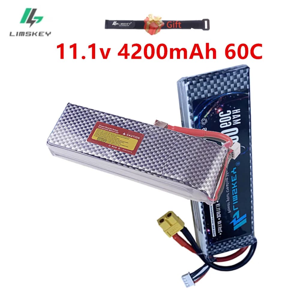 Batteria 60C 3S, Aggiornamento 4200mAh 11.1V Batteria Lipo per Giocattoli RC, Auto RC, Barche, Quadricotteri, Droni, Elicotteri, 11.1 V XT60 Deans T