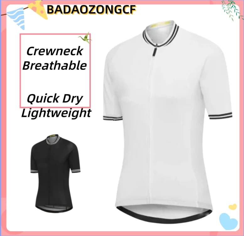 Full Zip Women‘s Short Sleeve Cycling Jersey, Crewneck Breathable Quick Dry Lightweight Bike Top