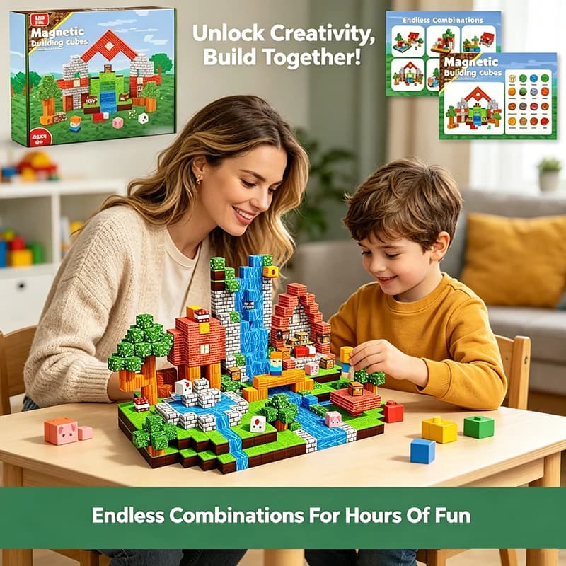 100-300pcs Magnetic Building Blocks 3D Cube Magnet Tiles STEM Educational Construction Toy for Kids DIY Creative Boys Girls Gift