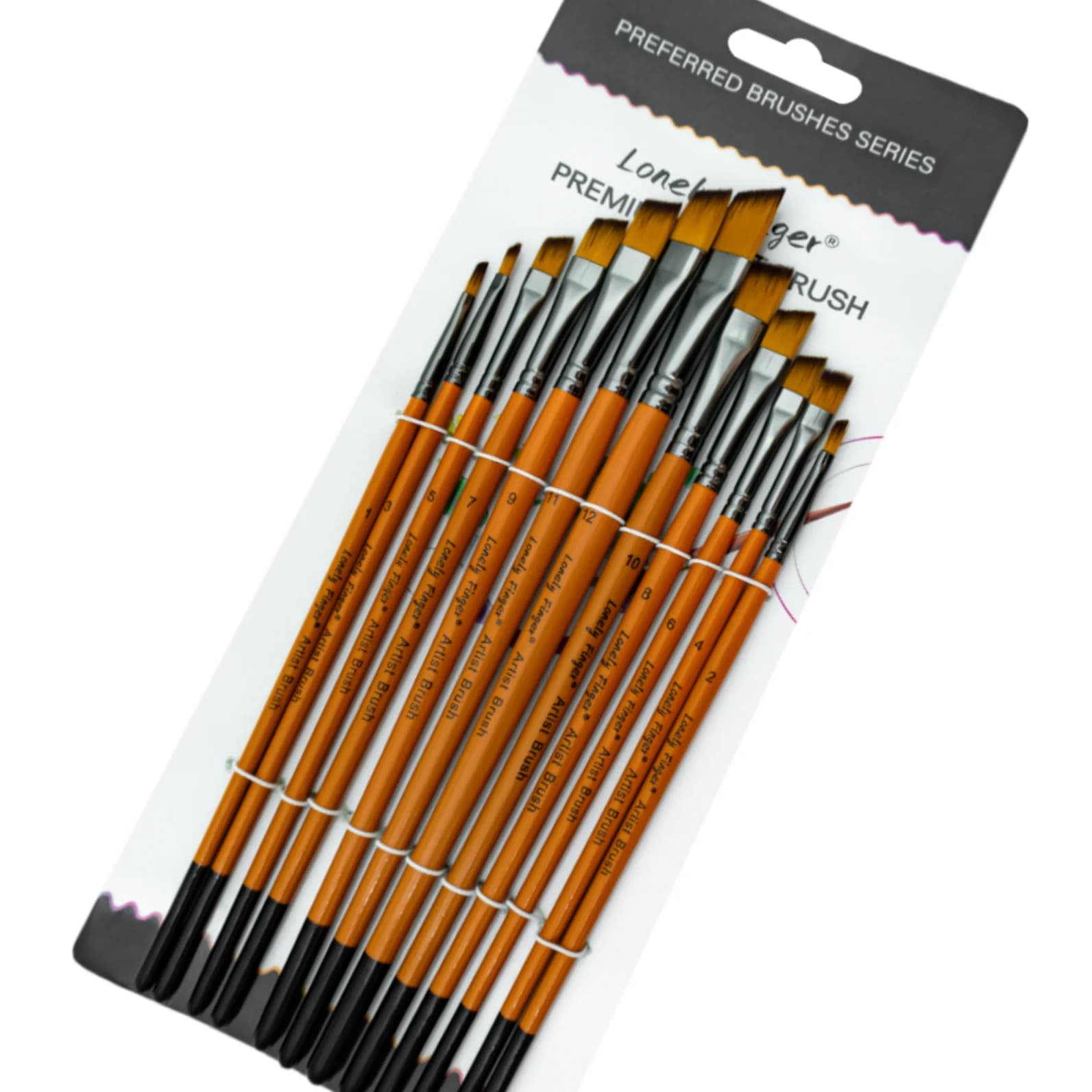 Angular Paint Brushes, 12Pcs Oblique Tip Nylon Hair Artist Angled Paint Brush Set for Acrylic, Watercolor, Gouache, Oil Painting