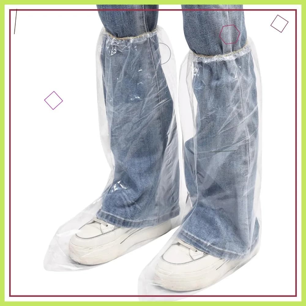 50 Pezzi Copriscarpe Monouso Trasparenti Spessi 19'' Impermeabili Antiscivolo Extra Grandi