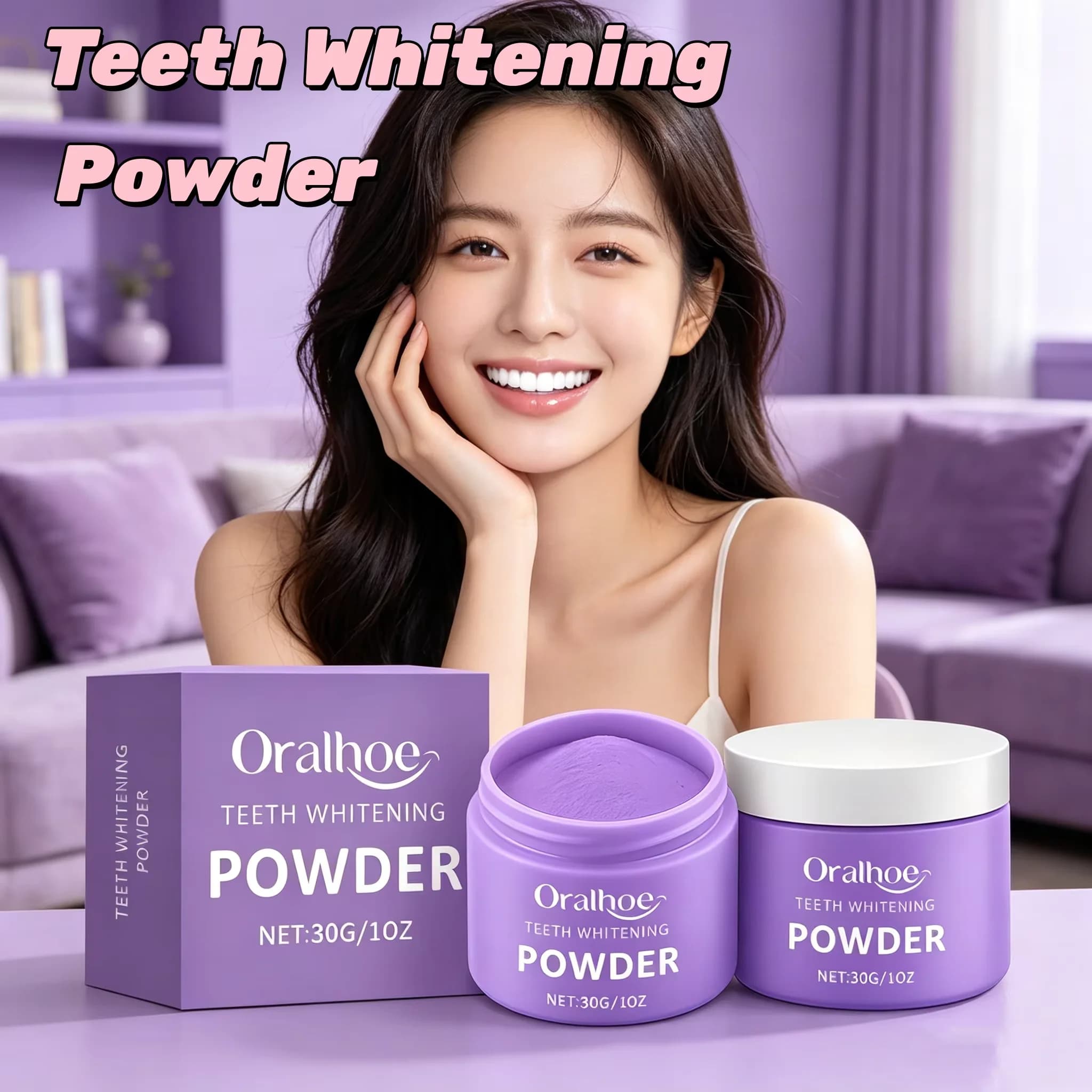 Denti Viola Whitening Powder, Whitening Yellow Tooths, Deep Cleansing, Reduces Bad High, Dental Whitening Powder