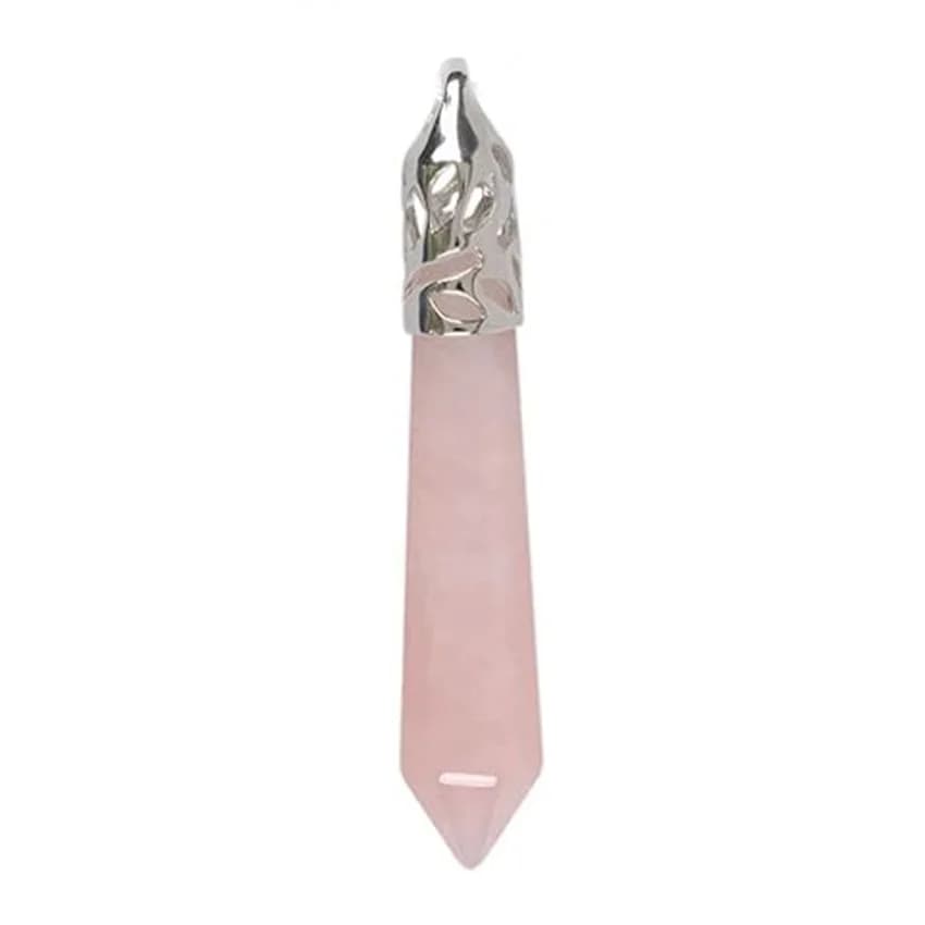Pendoli di pietra esagonale di cristallo per la divinazione di rabdomanzia cristallo di quarzo rosa naturale pietra Reiki ciondolo a pendolo gioielli senza catena