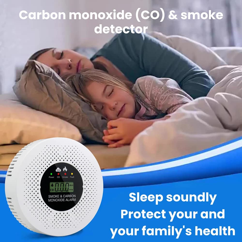 Independent Carbon Monoxide Detector smoke alarm 2-in-1 detector LCD Display Home Security smoke CO Alarming For Enhanced Safety