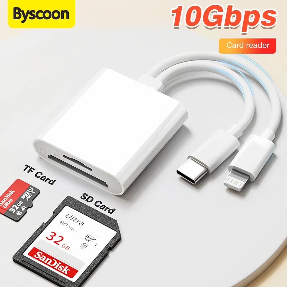 Lettore di smart card multifunzionale OTG 2 in 1 Adattatore per scheda di memoria da Lightning a SD/TF di tipo C per PC portatile iPhone17 Huawei Xiaomi