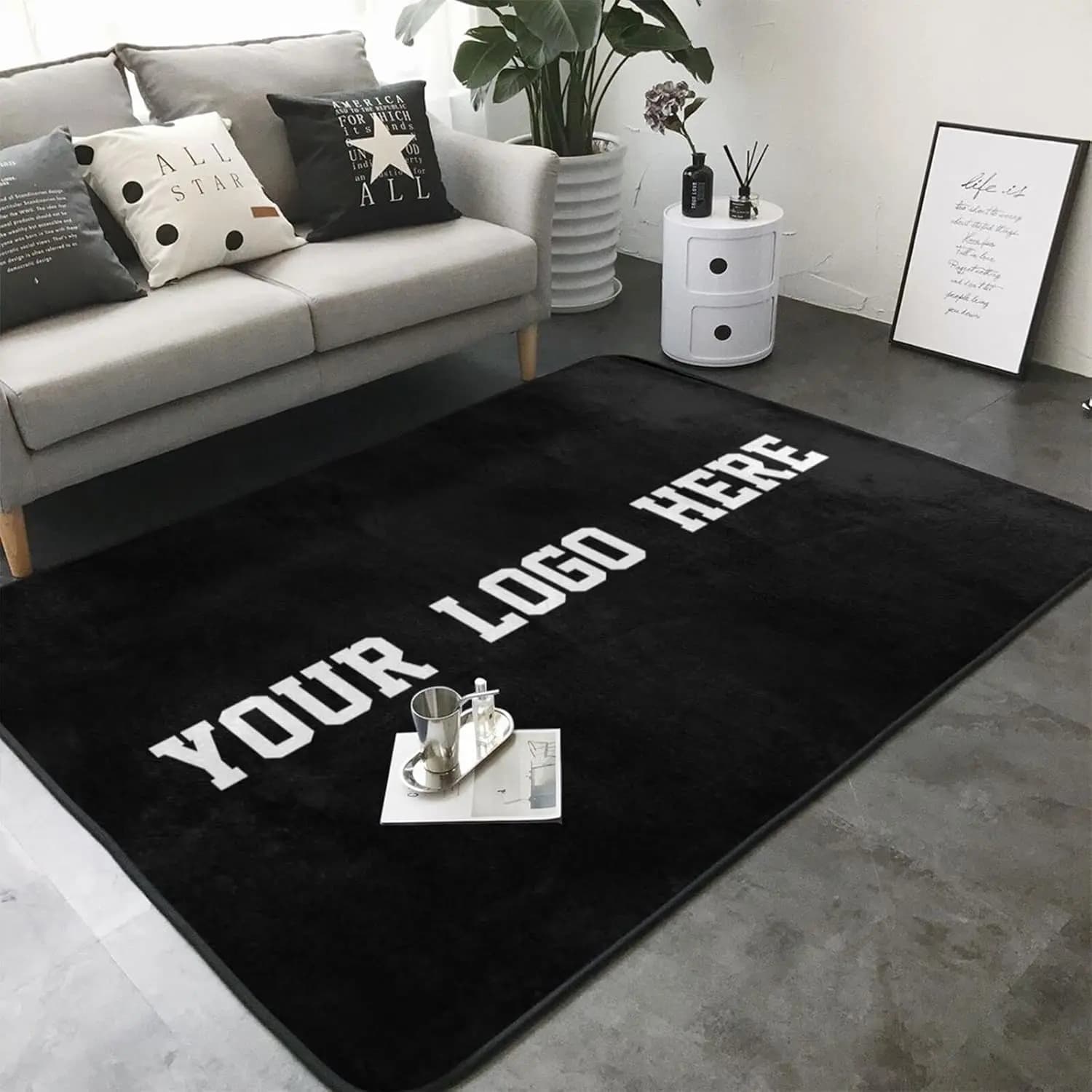 Custom Rug Personalized Area Carpet with Your Logo Image Text Photo, Anti Slip Washable Door Mat Decor for Bedroom Living Room