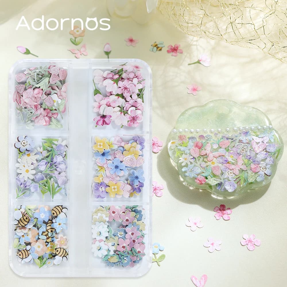 Accessori di riempimento in resina epossidica con farfalla tulipano, ape primaverile, fiore di pesco, polpa di legno, scaglie, regalo di San Valentino, materiali per gioielli fai da te