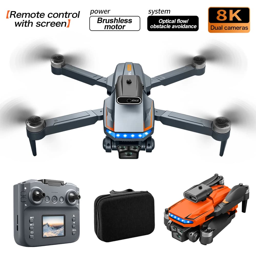 New P18 Drone 8K Professional HD Dual Cameras Screen Remote 5G WIFI Brushless Motor Obstacle Avoidance Foldable Quadcopter Toys
