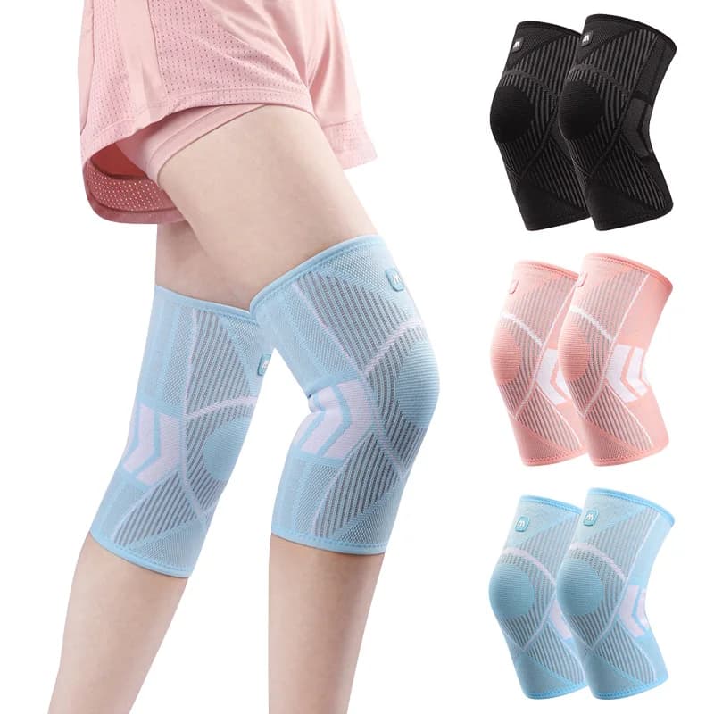 Ginocchiera da corsa Ginocchiera sportiva in nylon lavorato a maglia Supporto per ginocchio traspirante antiscivolo in silicone Ginocchiere da badminton fitness per ciclismo